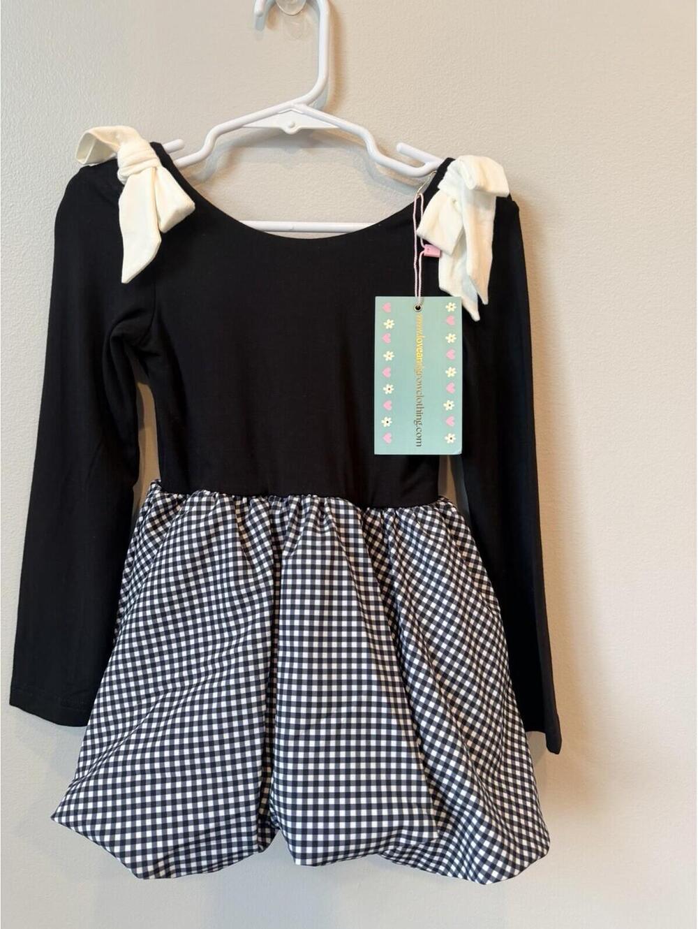 Love&Grow NWT Girls Bamboo Viscose Bubble Dress Bows on shoulder Long Sleeve